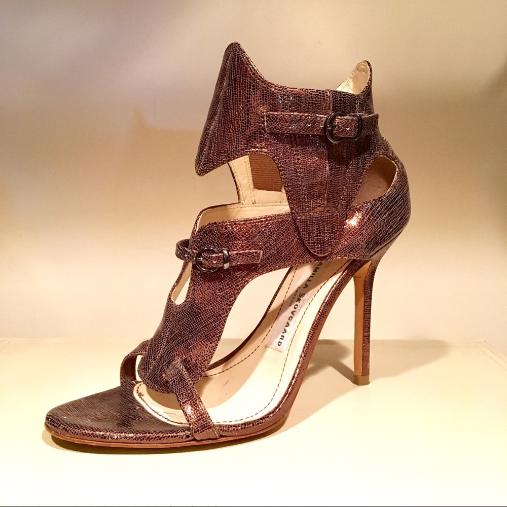 Bronze Camila Skovgaard Embossed Cut-Out Sandals
